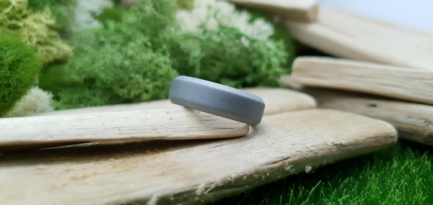 Stainless Steel Blasted Finish Bevel Shape Ring image 1