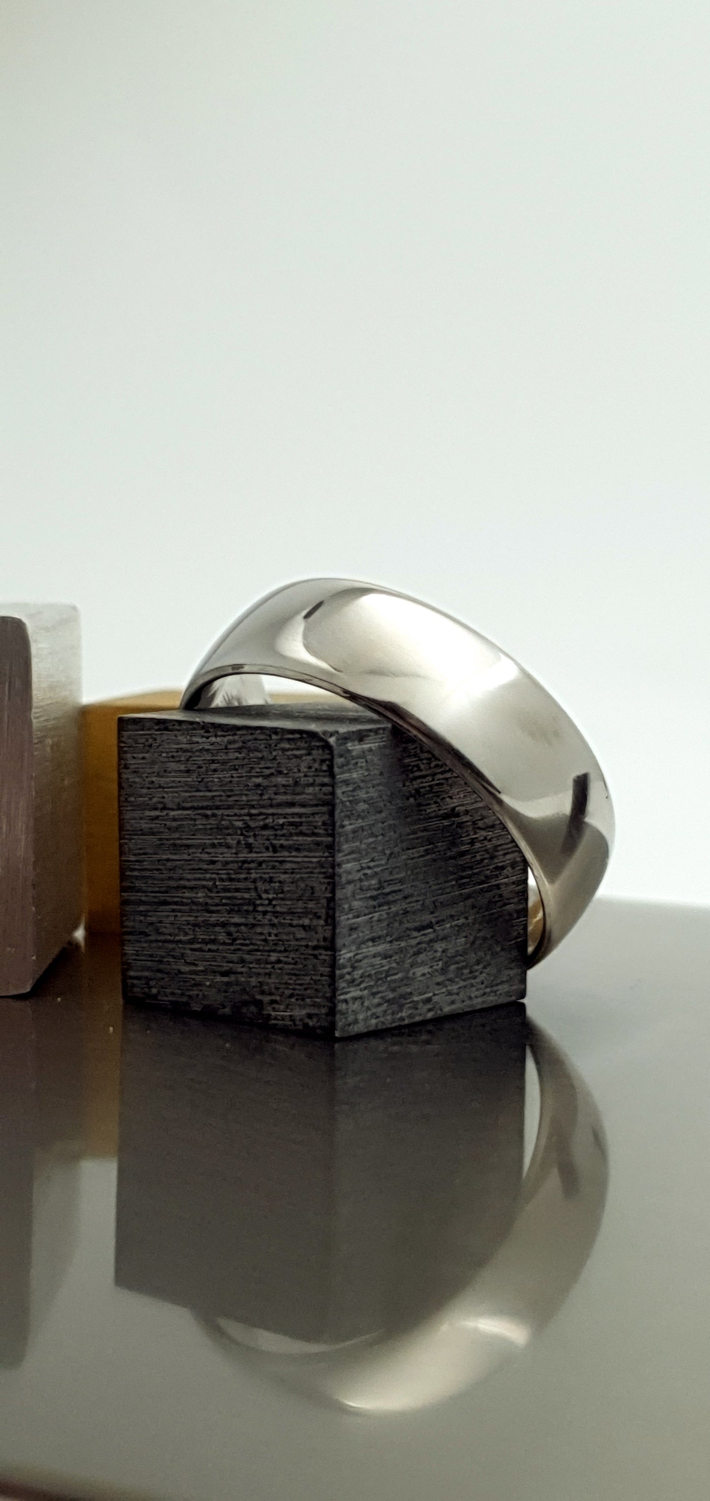 Stainless Steel Polished Court Shape Ring image 2