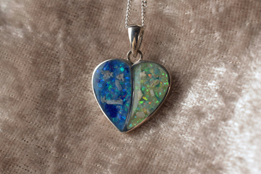 925 sterling silver split heart pendant with hidden or visible ashes