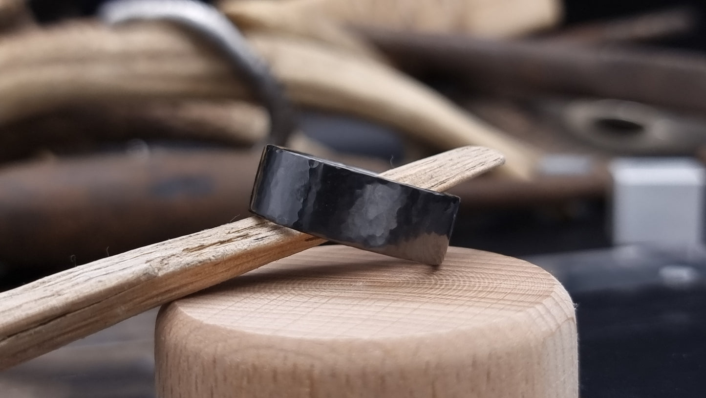 Deveron Hammered Black Zirconium Ring image 3