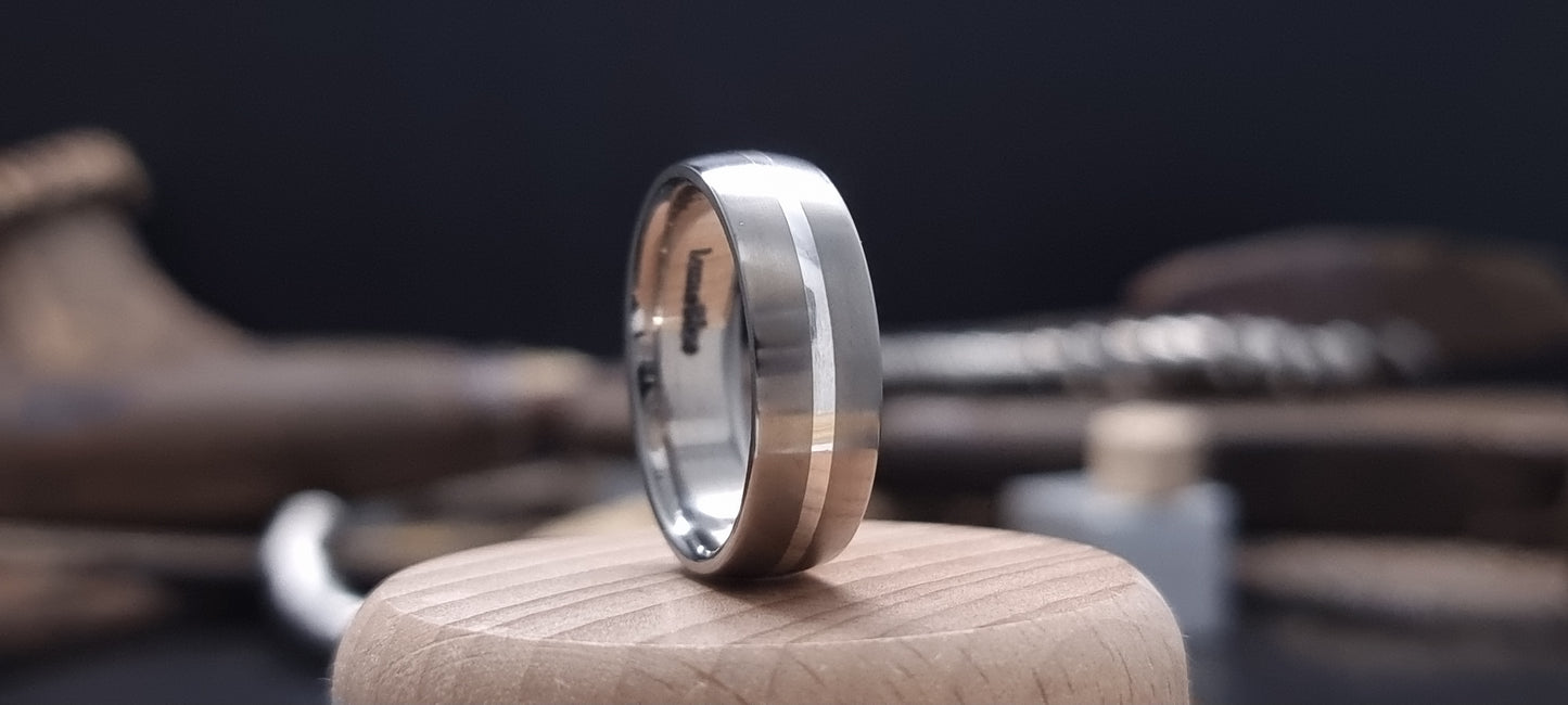 Falls of Feugh Silver Inlay Titanium Ring image 0