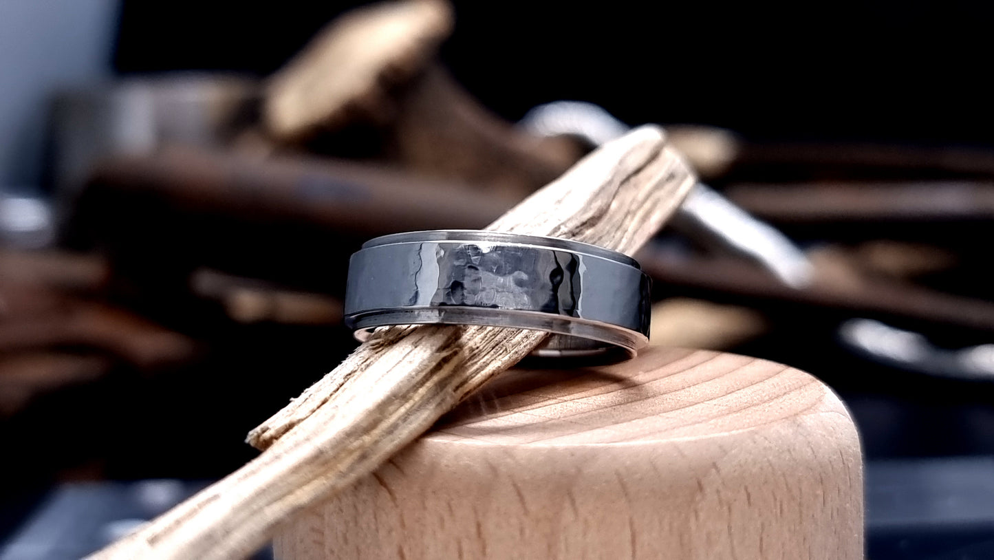 Ythan Hammered Stainless Steel Ring image 1