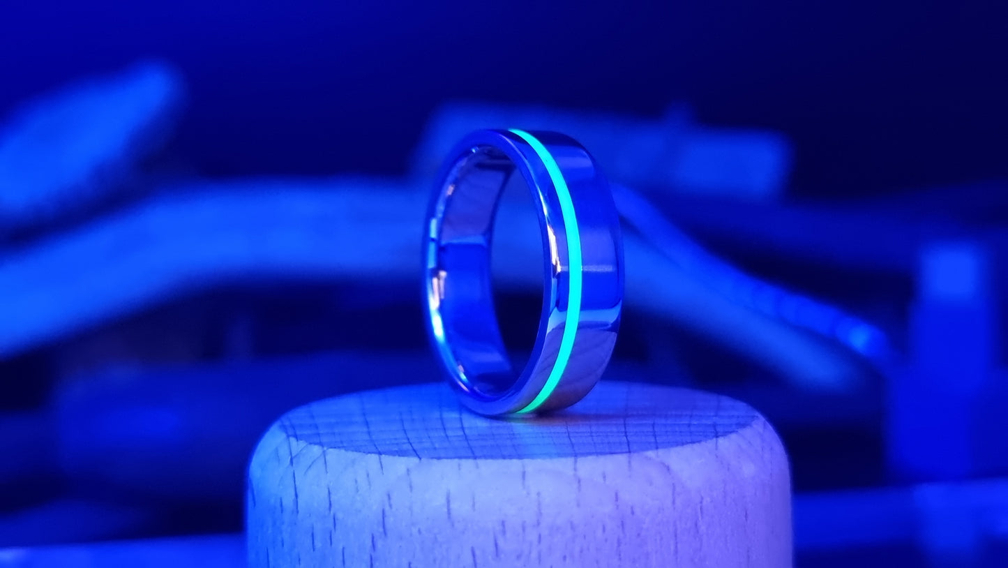 Lumo in Lime UV Glow Stainless Steel Ring image 1