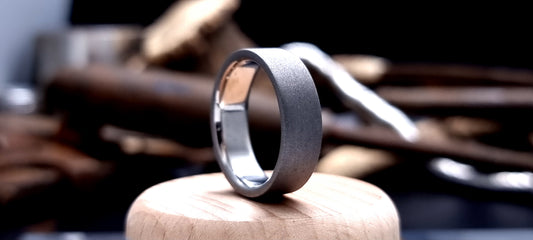 Titanium Blasted Flat Shape Ring image 0