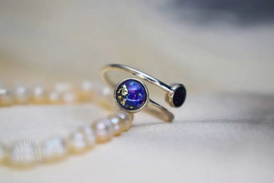 Double Round Adjustable Memorial Silver Ring - True North Forge