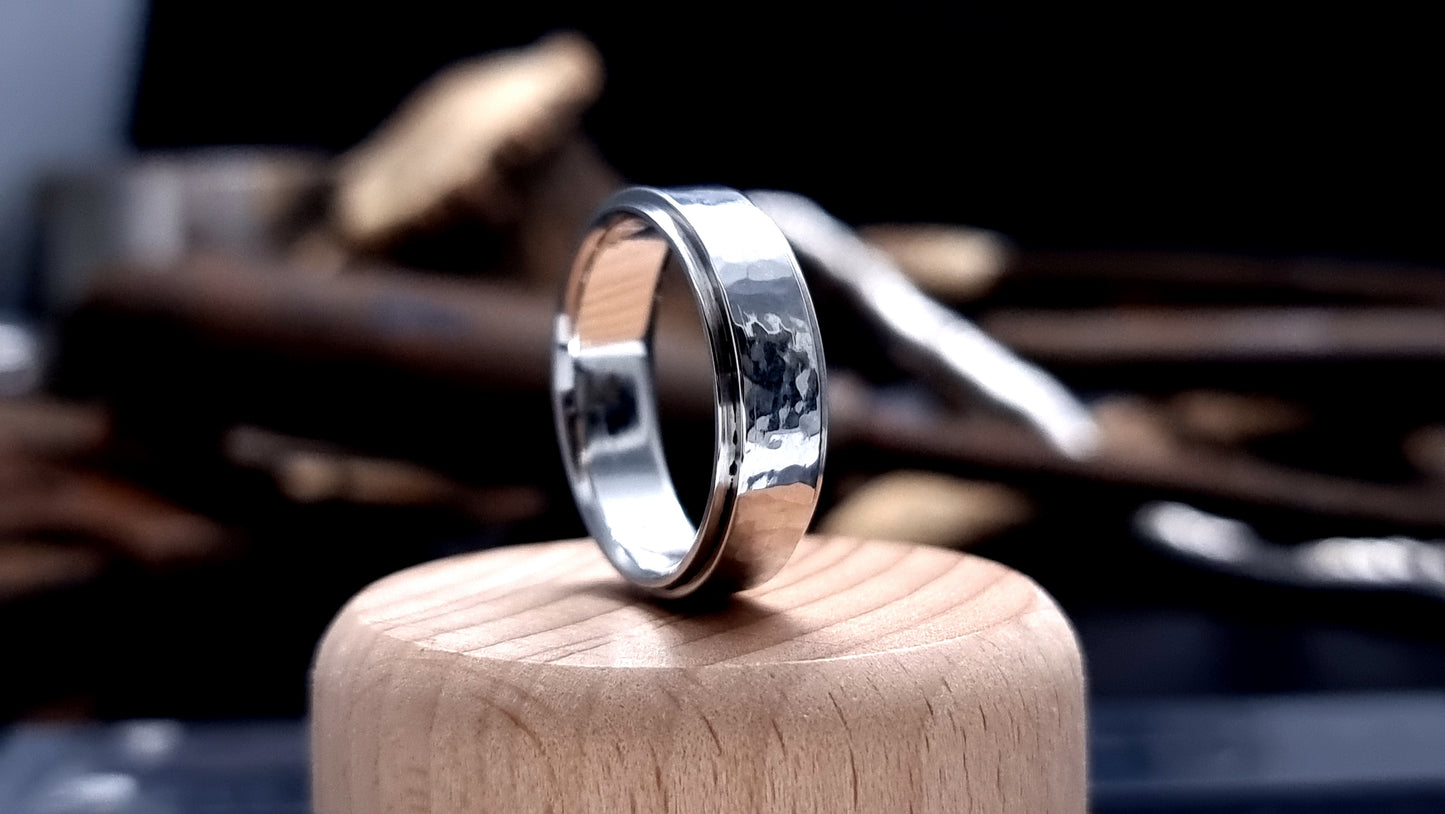 Ythan Hammered Stainless Steel Ring image 0
