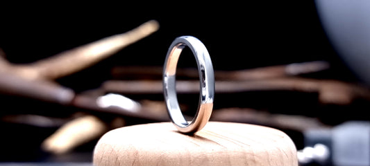 Slim Titanium Polished Court Shape Ring image 0