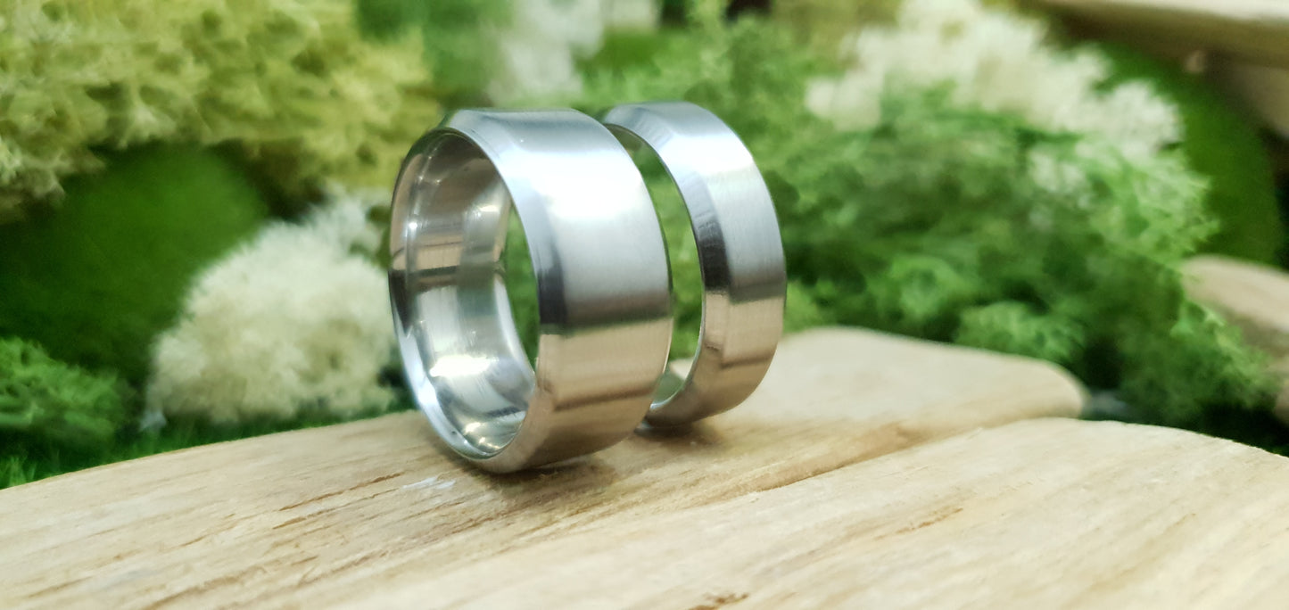 Stainless Steel Satin Finish Bevel Shape Ring image 5