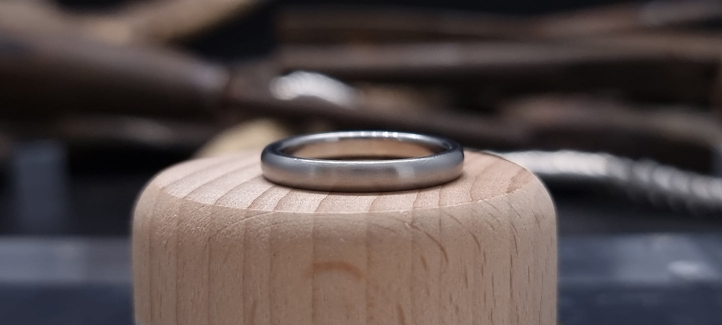 Slim Satin Court Shape Stainless Steel Ring image 7