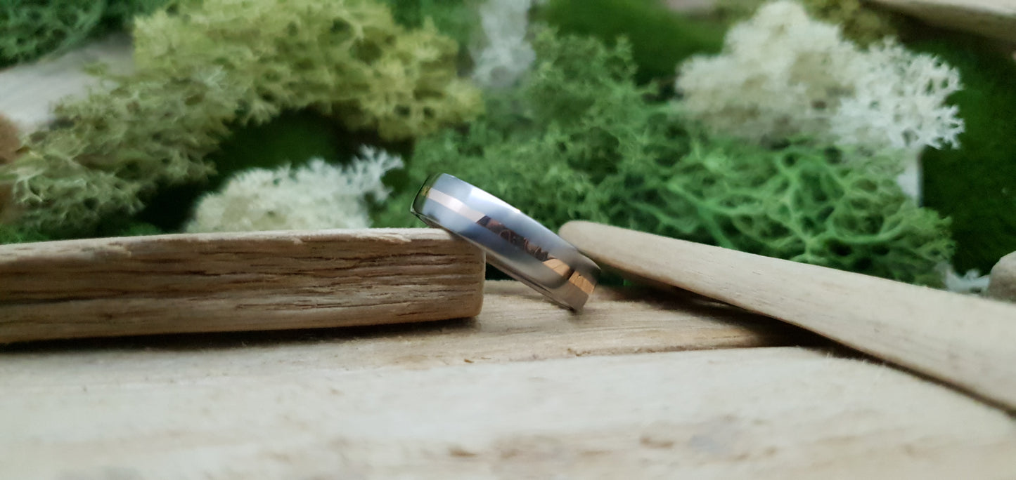 Falls of Feugh 18K Rose Gold Titanium Inlay Ring image 4