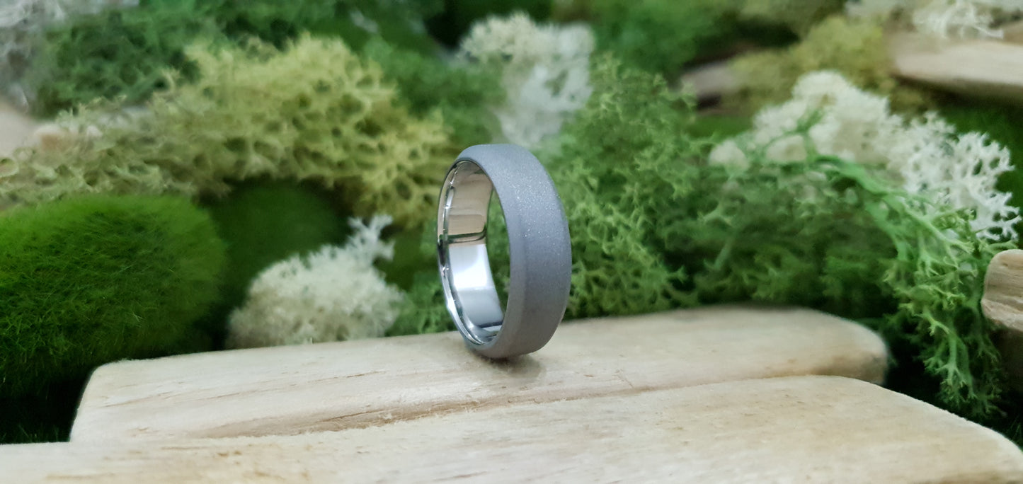 Stainless Steel Blasted Finish Bevel Shape Ring image 0