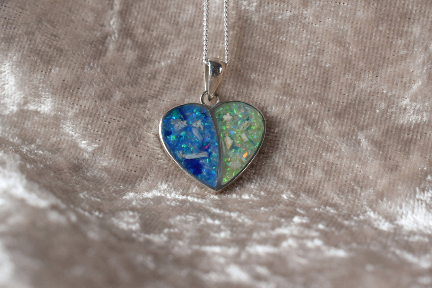 925 sterling silver split heart pendant with hidden or visible ashes