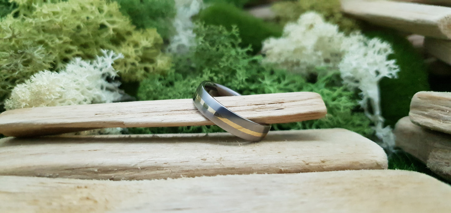Falls of Feugh 18K Yellow Gold Titanium Inlay Ring image 4