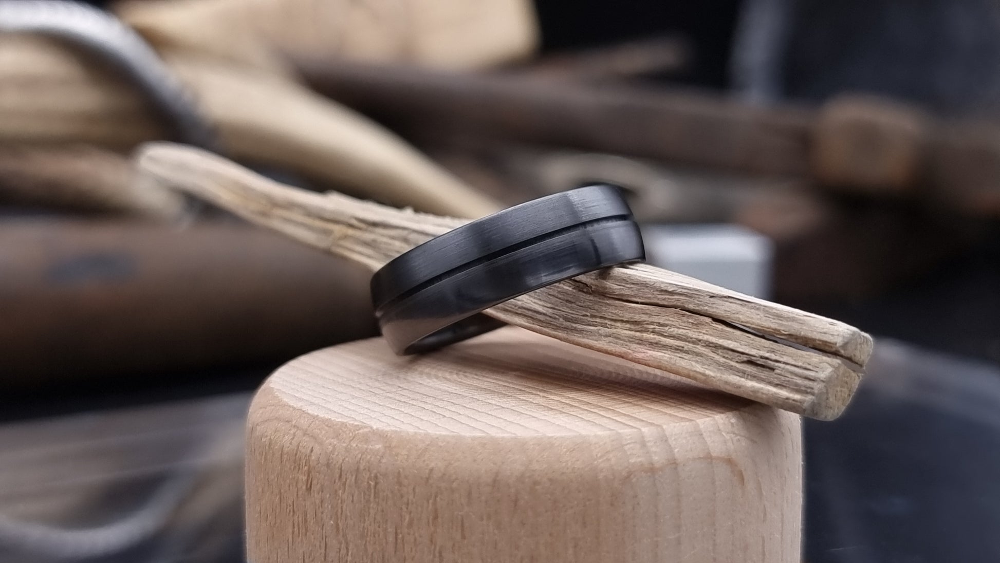 Ness Half and Half Black Zirconium Ring image 2