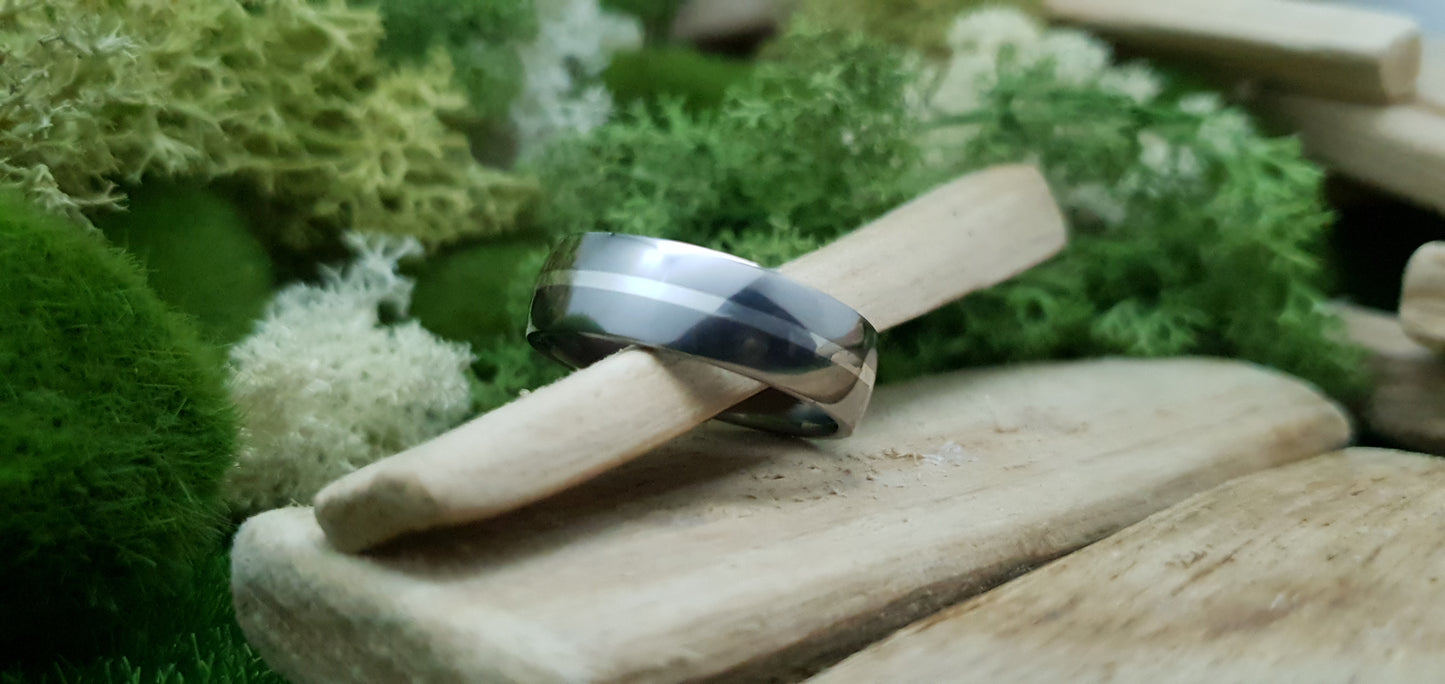 Falls of Feugh Silver Inlay Titanium Ring image 6