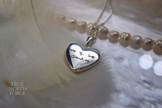 Large Silver Heart Memorial Necklace - True North Forge