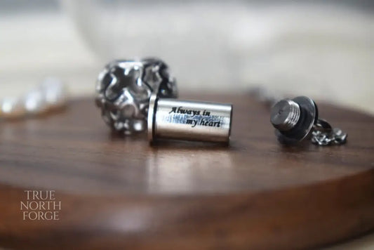 Self-Fill Capsule Memorial Necklace with Floral Cage - True North Forge