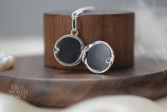 Silver Circle Memorial Necklace Locket - True North Forge