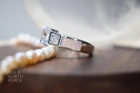 Silver Square CZ Memorial Ashes Ring - True North Forge