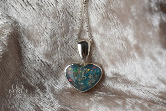 Small Heart Memorial Ashes Silver Necklace – Handmade Sterling Silver Heart Pendant, Memorial Jewellery for Ashes, Crafted in the UK
