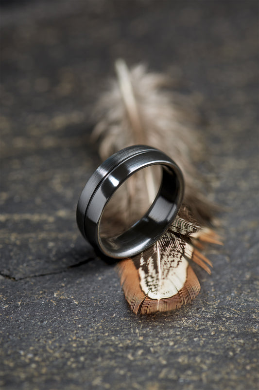 Ness Half and Half Black Zirconium Ring image 0