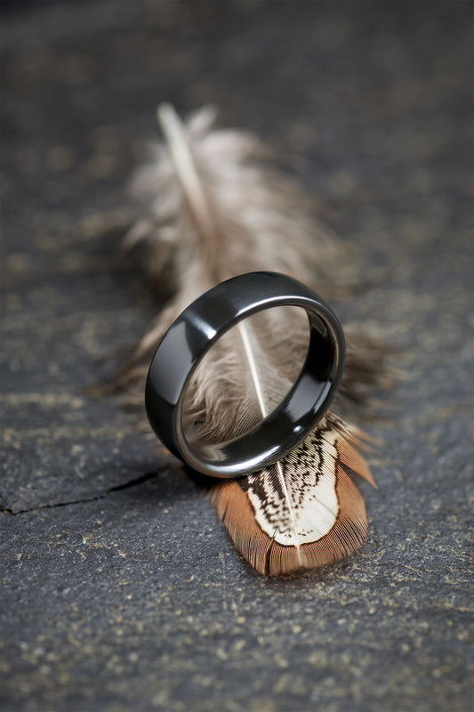 Black Zirconium Court Shape Ring image 0