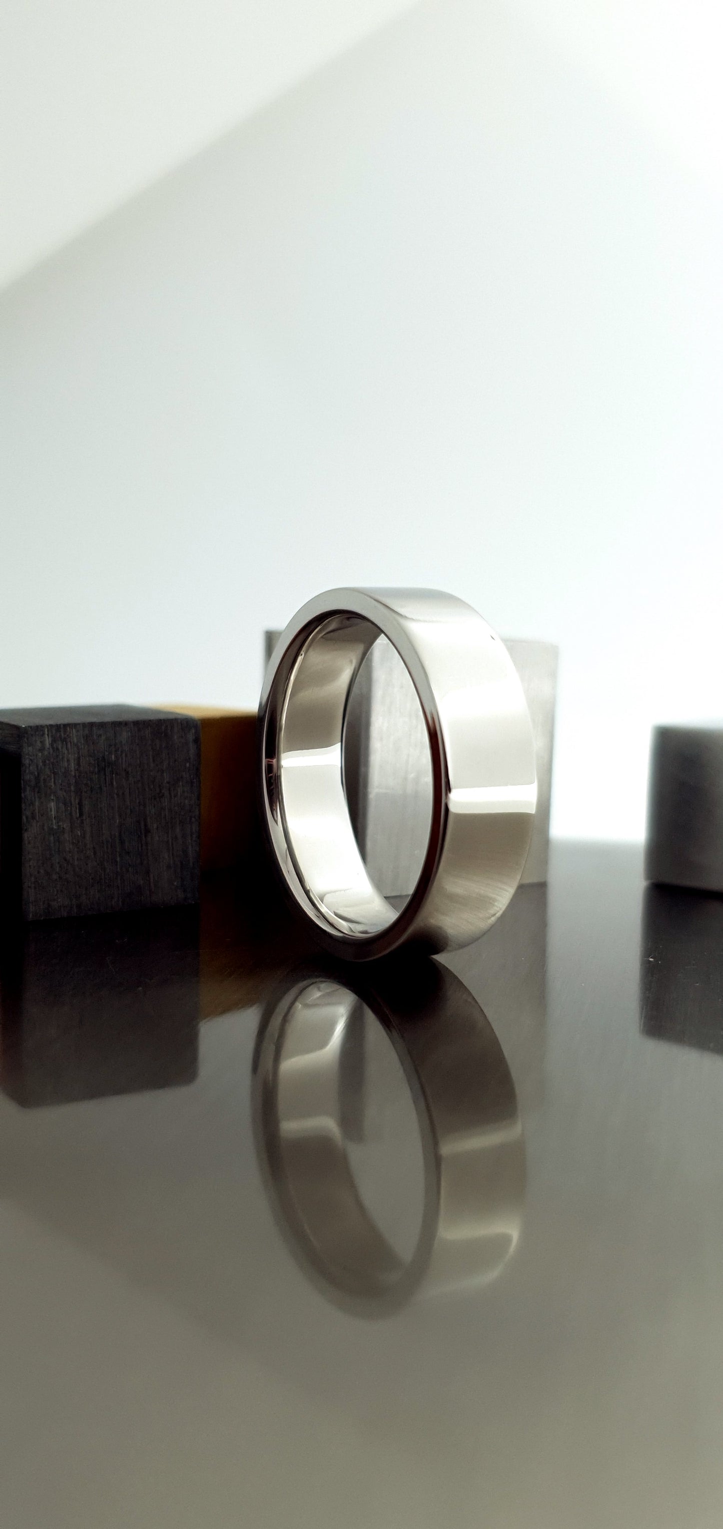 Titanium Polished Finish Flat Shape Ring