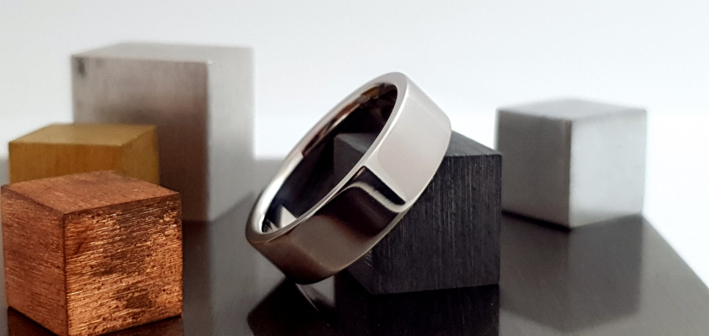 Titanium Polished Finish Flat Shape Ring