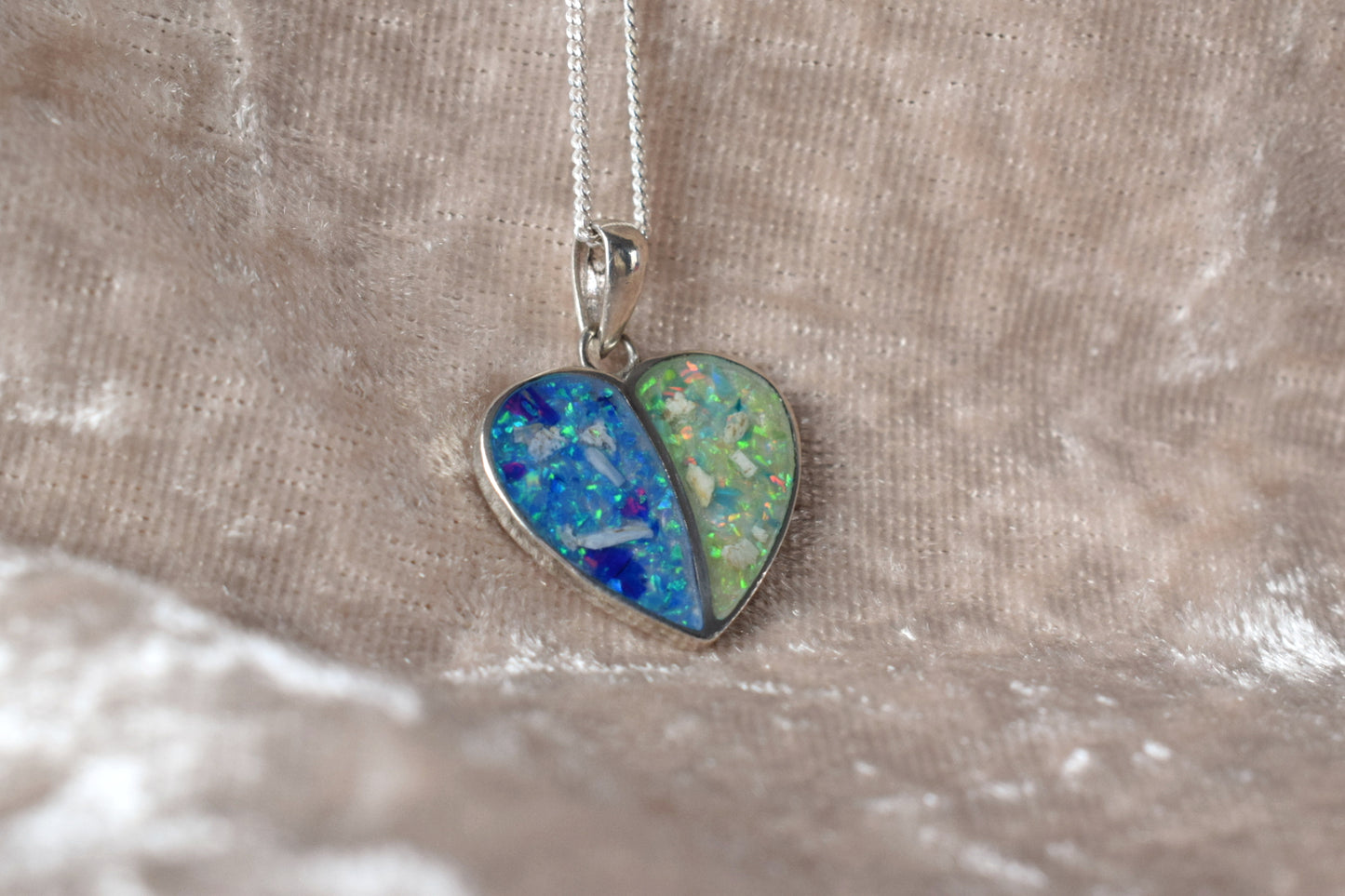 925 sterling silver split heart pendant with hidden or visible ashes
