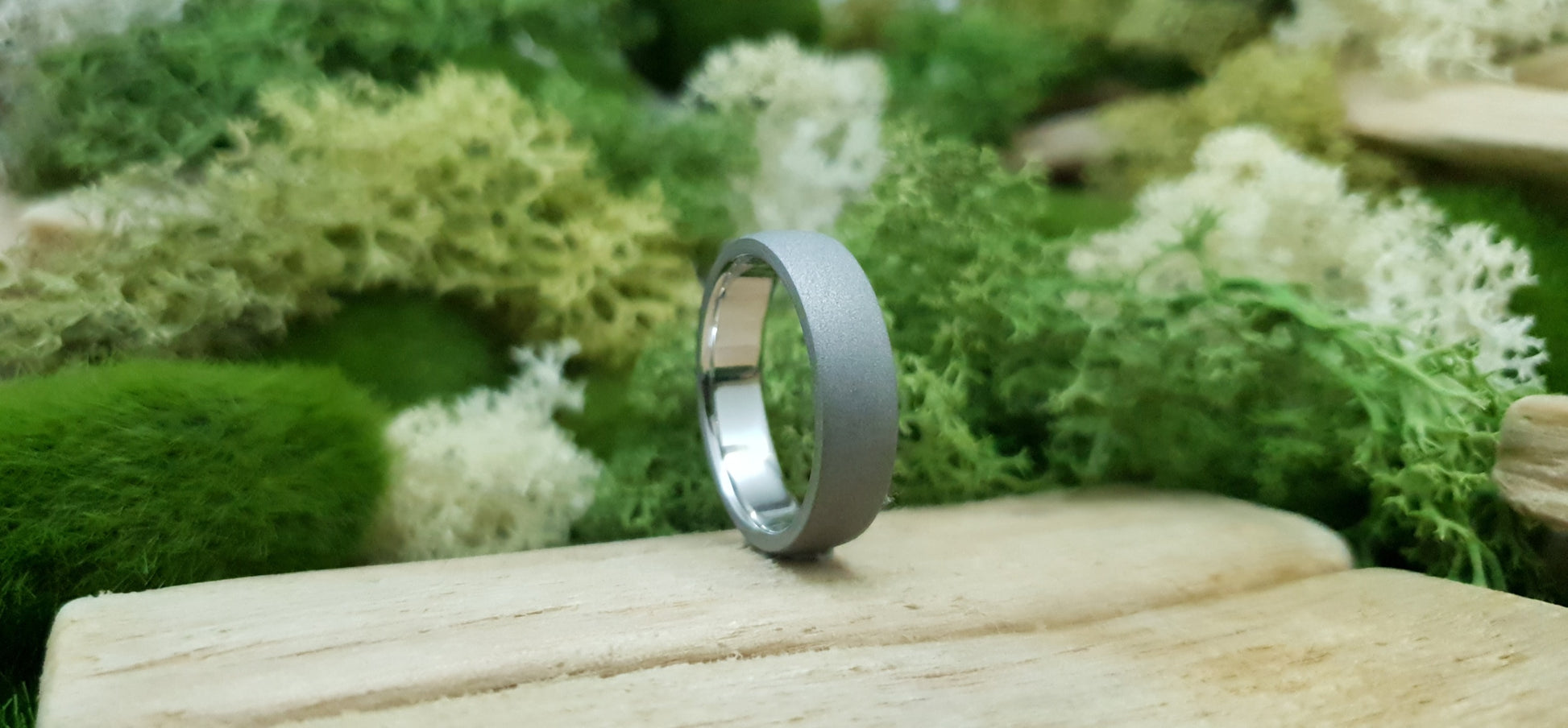 Stainless Steel Blasted Finish Court Shape Ring image 0