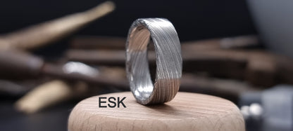 Damascus Steel Ring with Black Zirconium Liner image 6