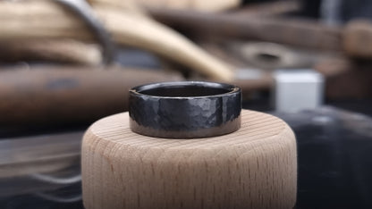 Deveron Hammered Black Zirconium Ring image 4