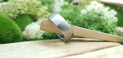 Titanium court shape ring with satin brushed finish