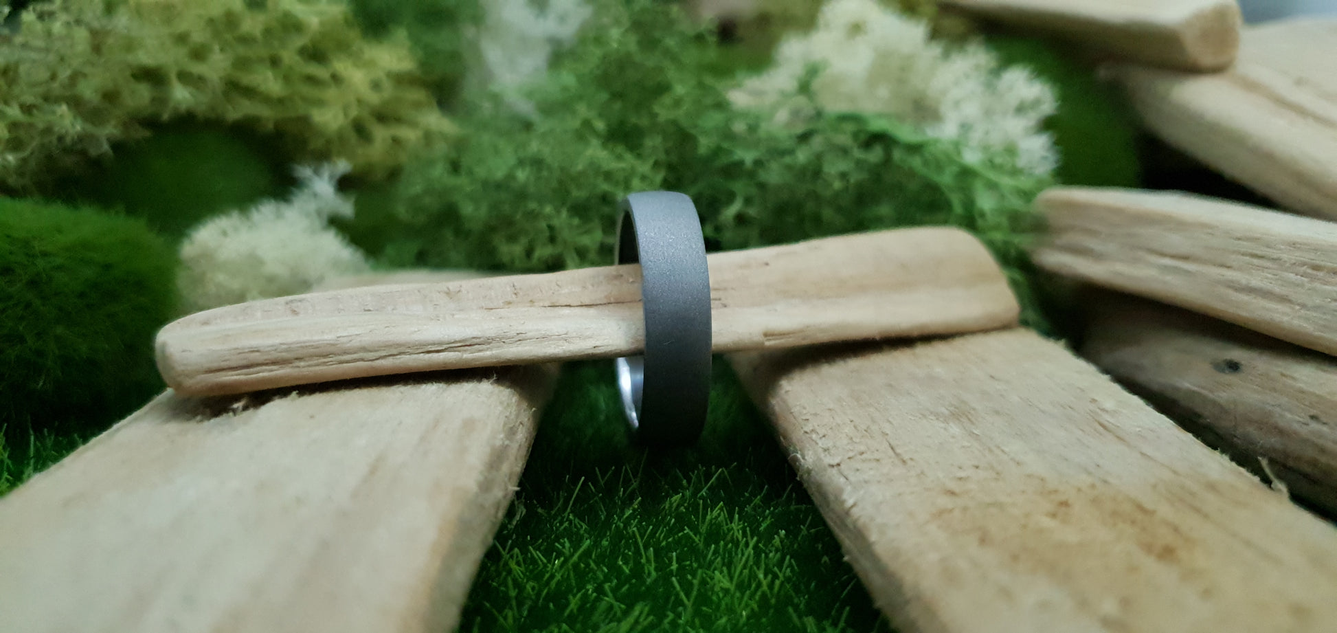 Stainless Steel Blasted Finish Court Shape Ring image 2