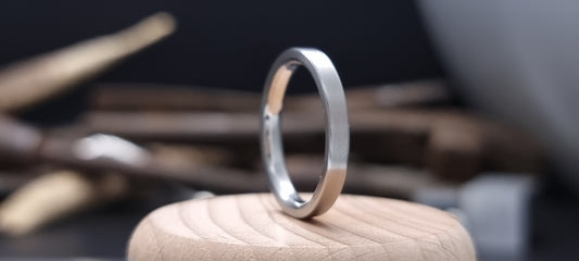 Slim Titanium Satin Flat Shape Ring image 0