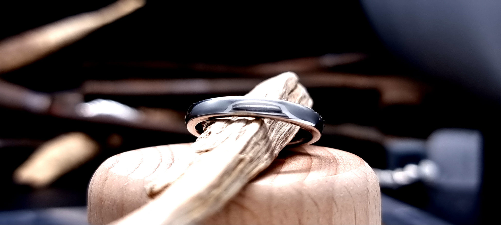 Slim Titanium Polished Court Shape Ring image 5