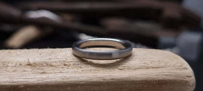 Slim Titanium Satin Court Shape Ring image 2