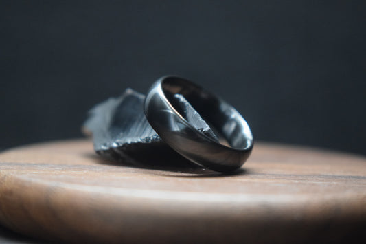 Black Zirconium Court Shape Ring