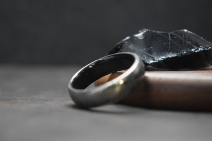 Damascus Steel Ring with Black Zirconium Liner
