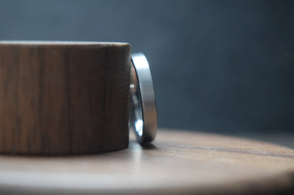 Slim Titanium Satin Flat Shape Ring