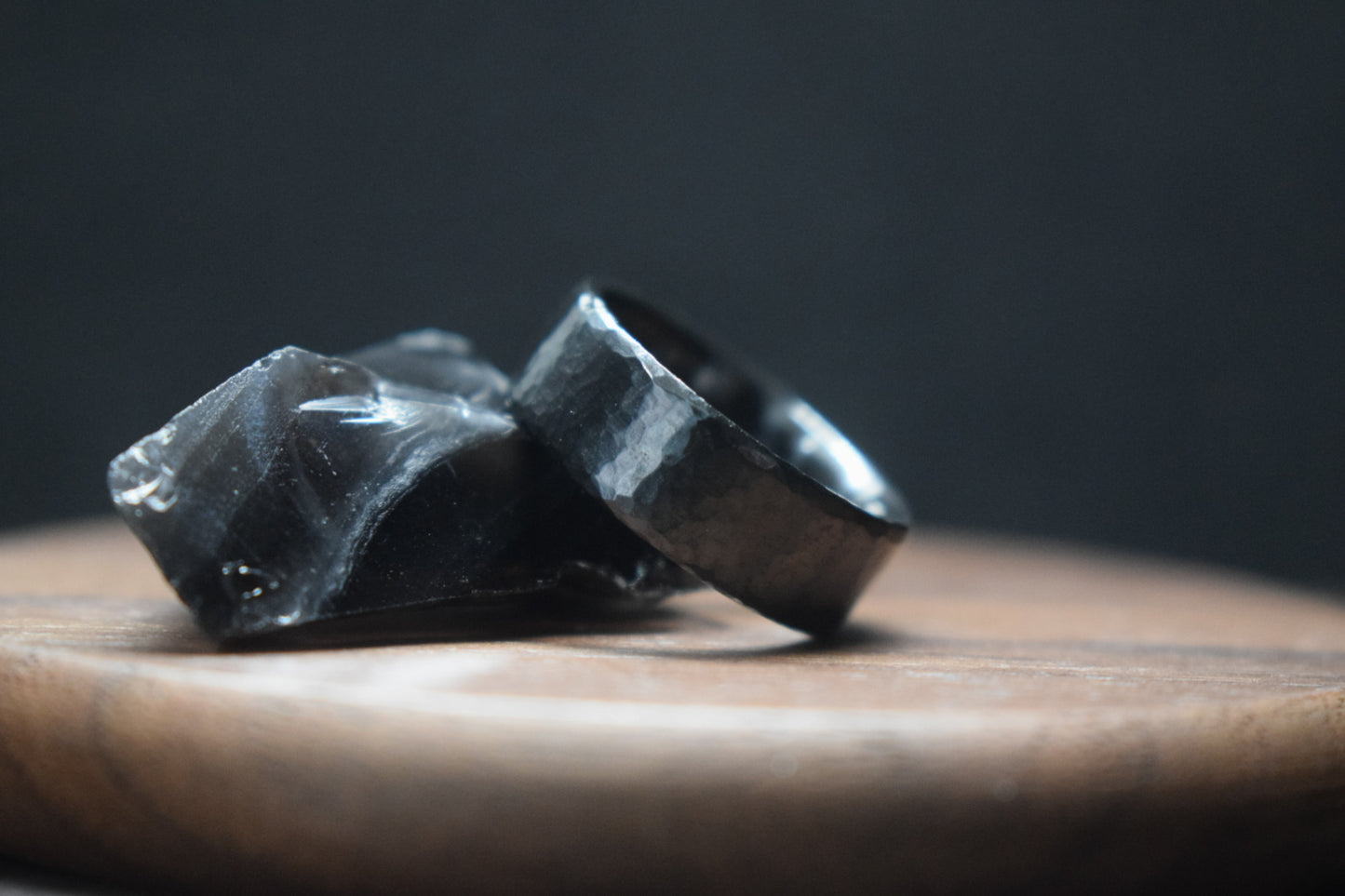Deveron Hammered Black Zirconium Ring