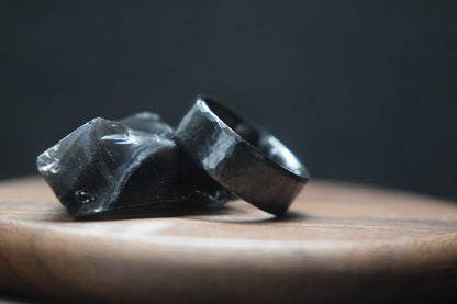 Deveron Hammered Black Zirconium Ring