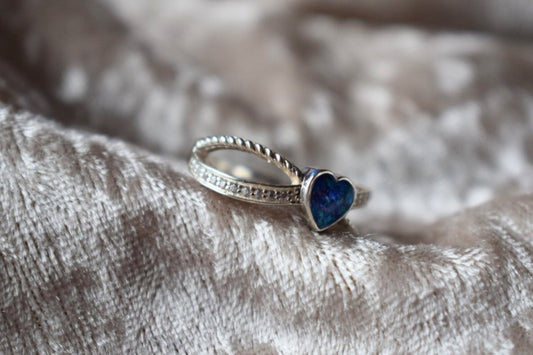 Sterling silver memorial ring with crossed heart and CZ centre stone