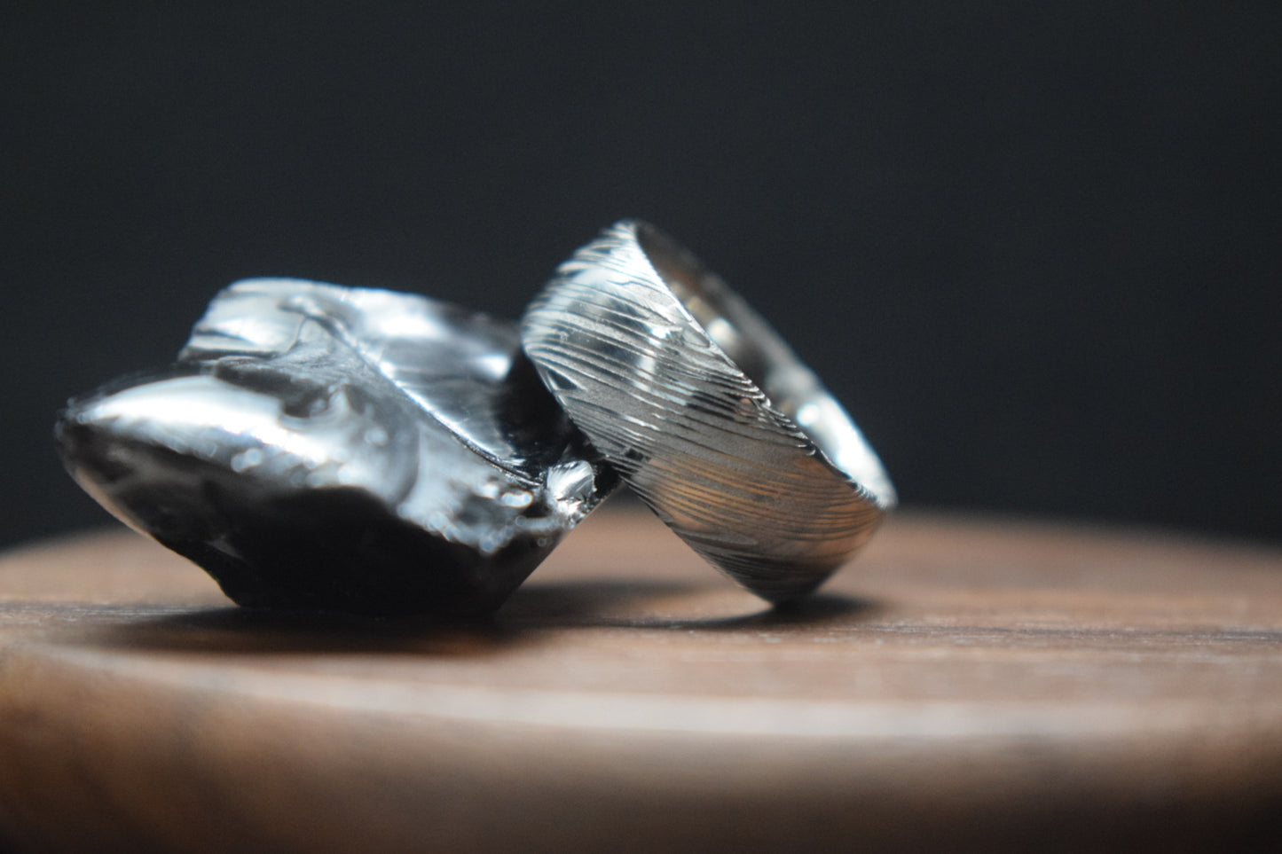 Bervie Damascus Steel Court Shape Ring