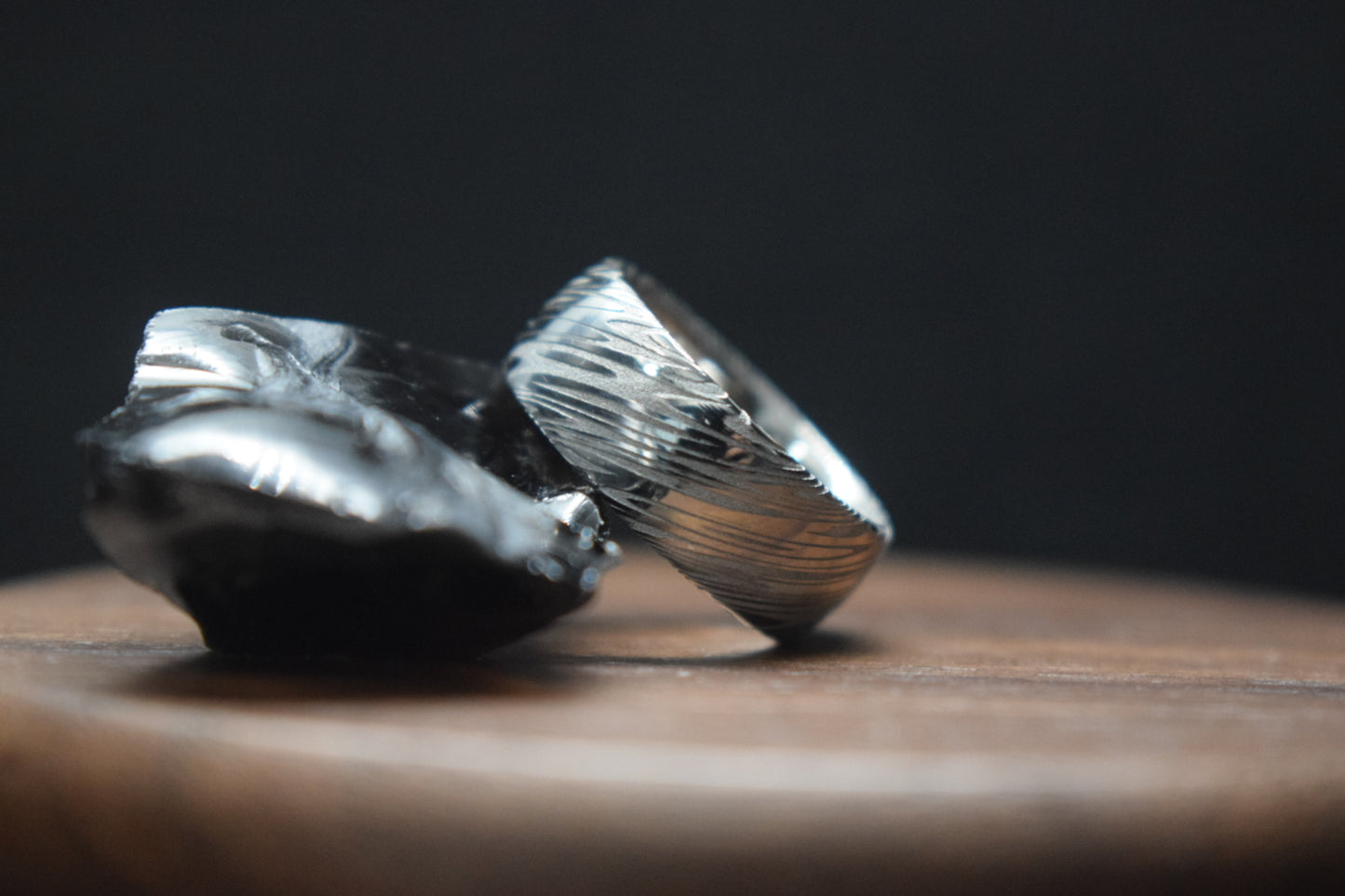 Bervie Damascus Steel Court Shape Ring