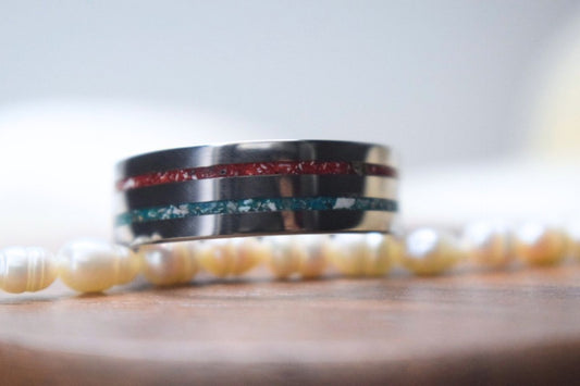 Titanium Double Channel Memorial Ring