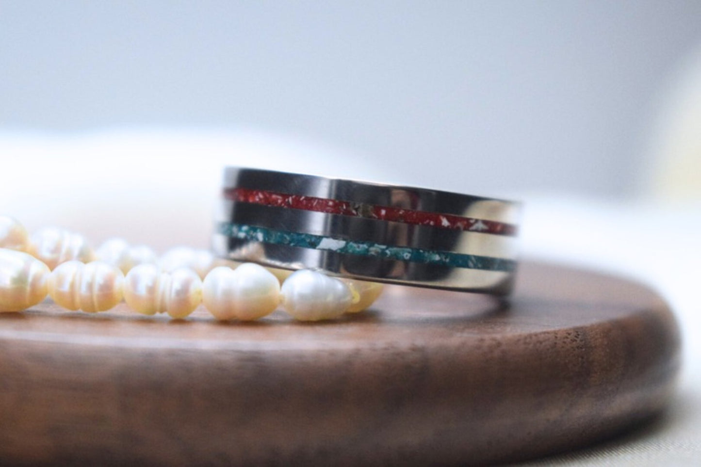 Titanium Double Channel Memorial Ring