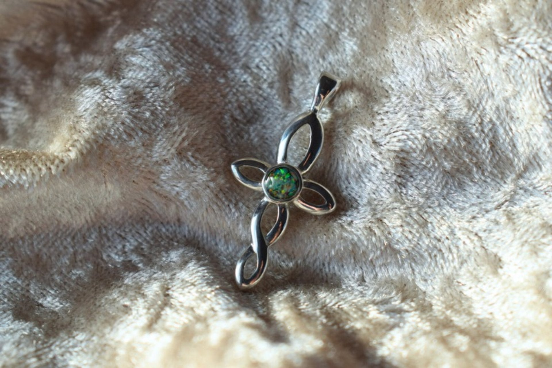 Infinity cross silver memorial necklace with discreet ashes compartment