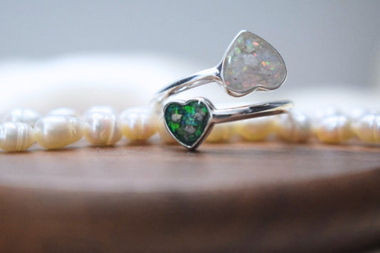 Double Heart Adjustable Memorial Silver Ring