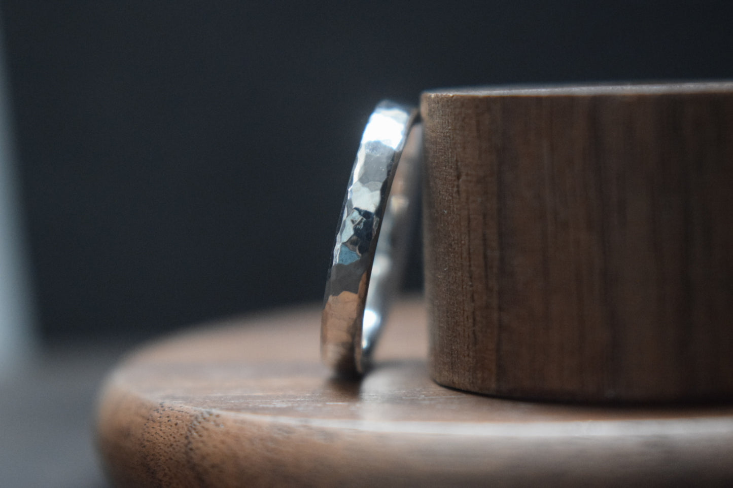 Slim Stainless Steel Deveron Hammered Ring